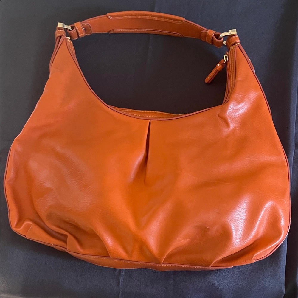 Elegant Orange Leather Hobo Bag Liz Claiborne